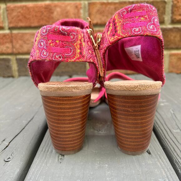 Toms Sandals Womens Majorca Pink Zip Up Cutouts Open Toe Block Heel Dress Sz 7.5 - Picture 3 of 9
